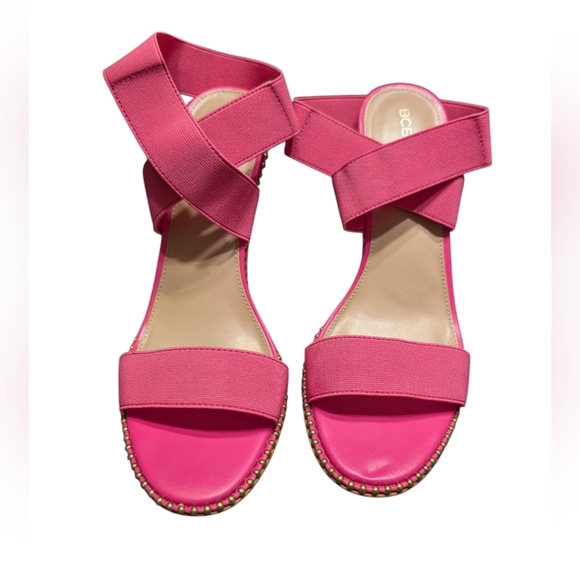 BCBGeneration Elegant Pink Twist Strap Ankle Open Toe Studded Heels Size 8 - Picture 2 of 9